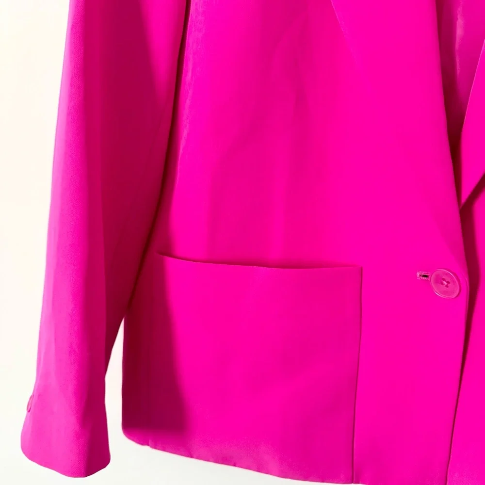 DKNY Hot Pink Blazer Jacket Single Button Stretch Size L - Picture 3 of 9